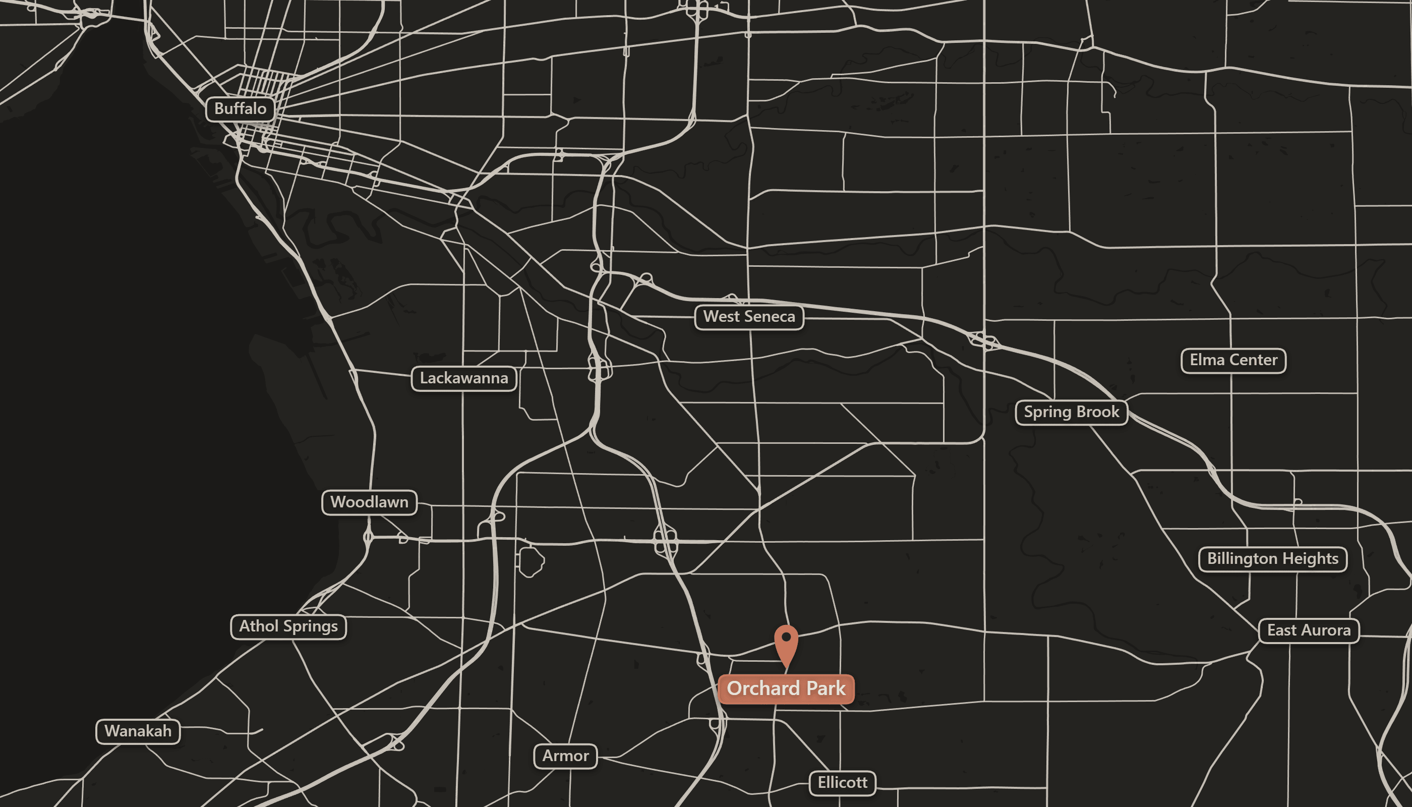 Service area map showing Buffalo and Western New York